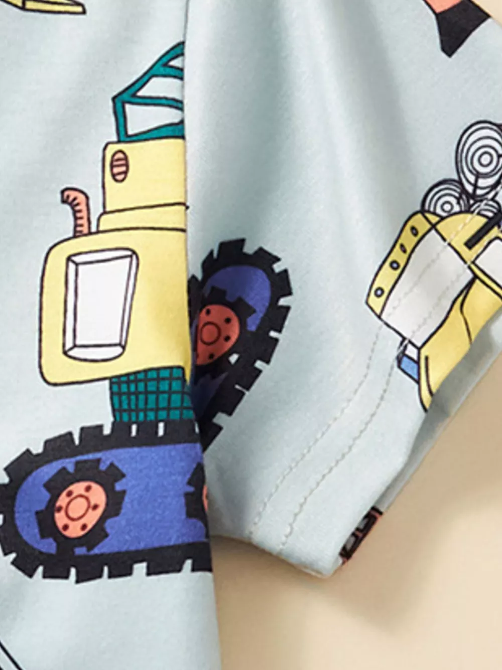 Children's Construction Vehicle Print Crew Neck Short Sleeve T-Shirt, image 3