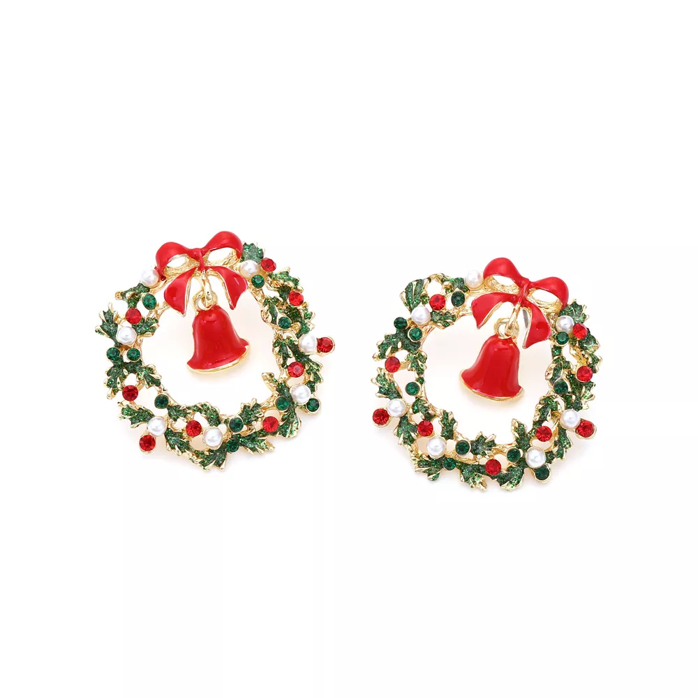 Christmas Wreath Bell Earrings, image 3