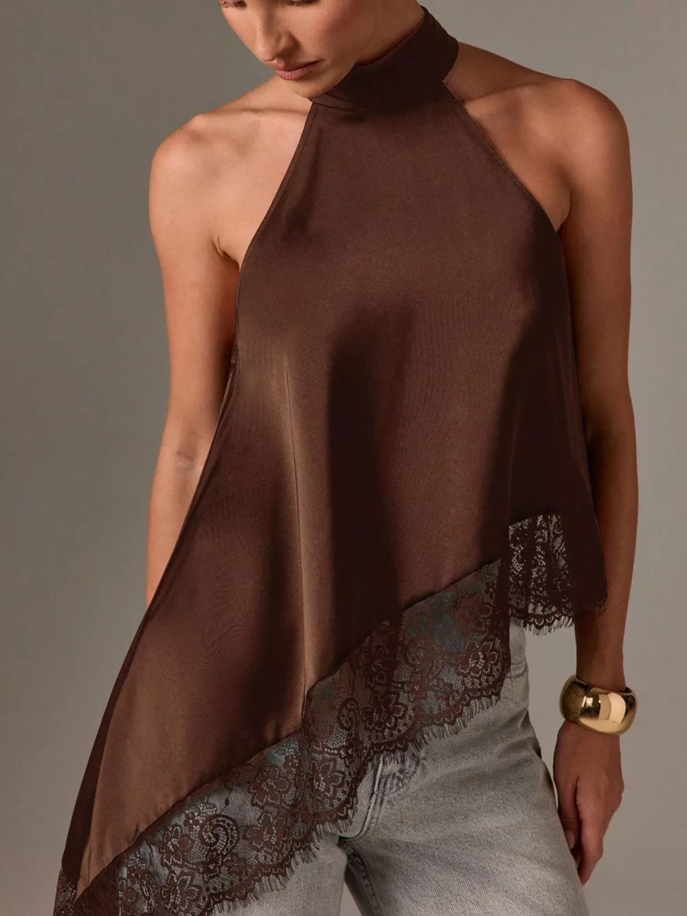 Halter Neck Lace Trim Cami, image 4