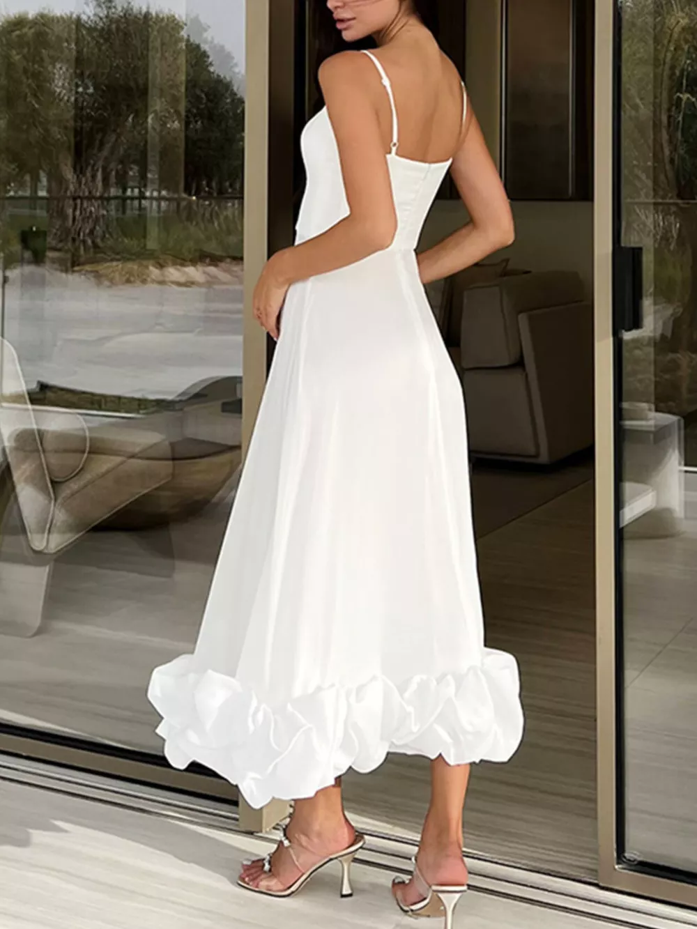 Ruffle Hem Scoop Neck Midi Dress, image 4
