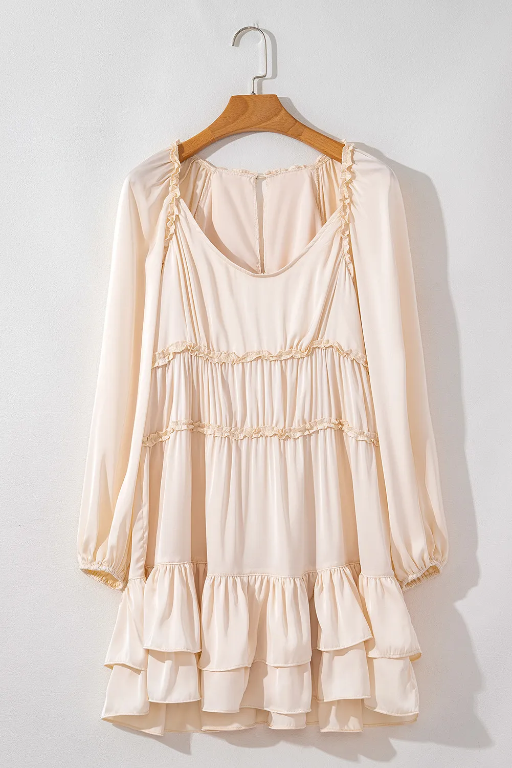 Frill Ruffled V-Neck Long Sleeve Mini Dress, image 5