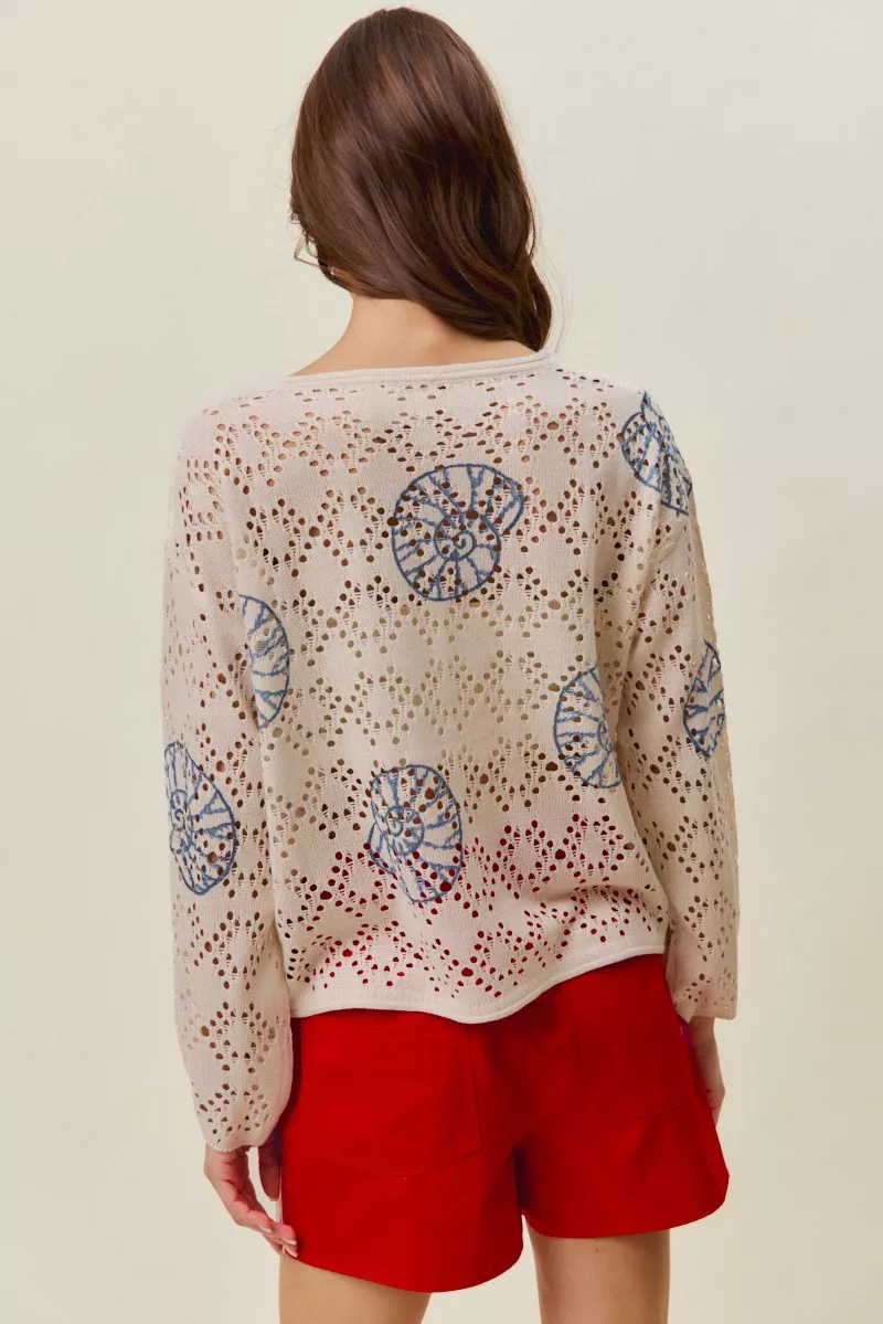 Seashell Lightweight Sweater Top, image 2