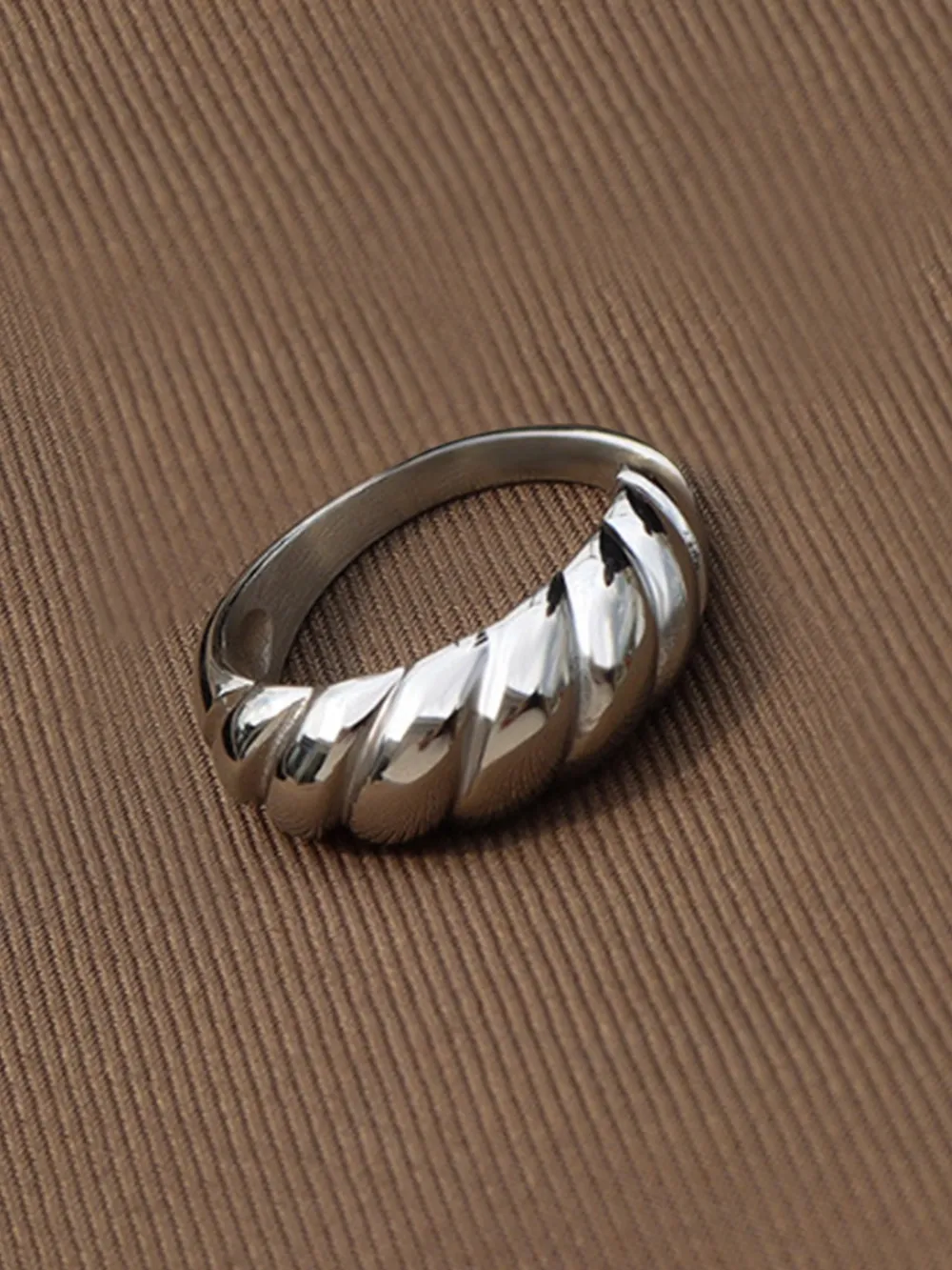 Ribbed Titanium Steel Ring, image 5
