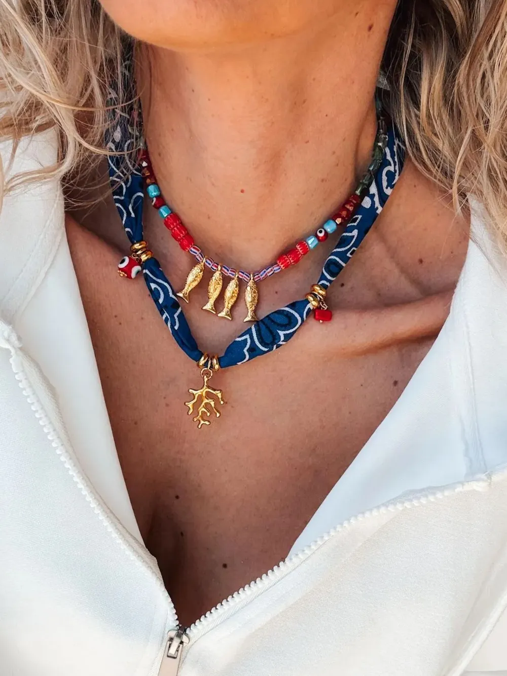 2-Piece Coral and Fish Pendant Necklace, image 2