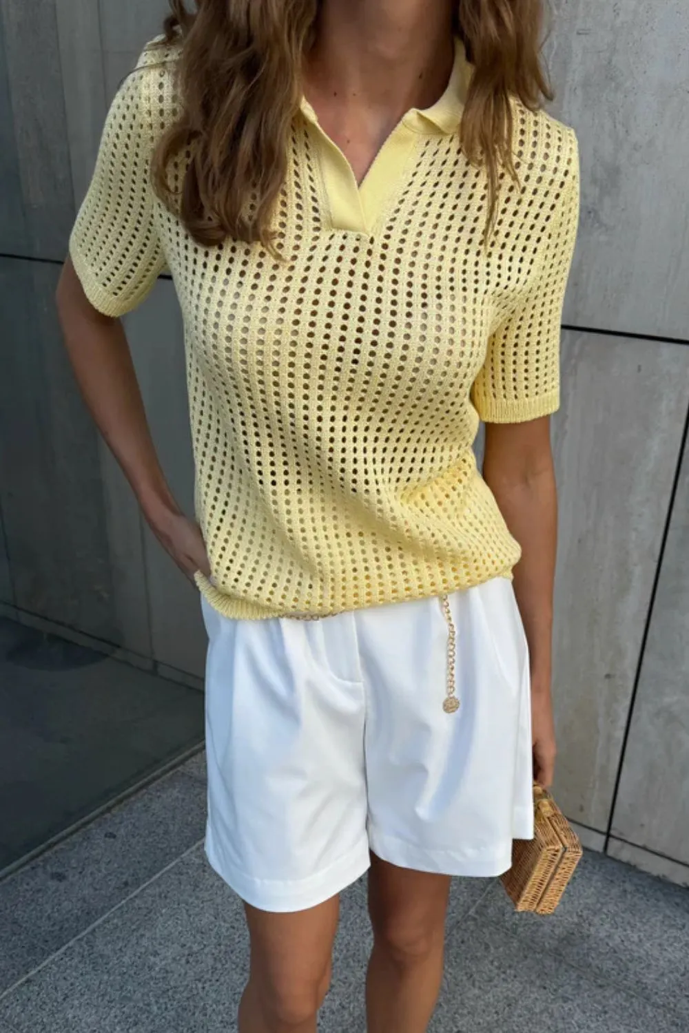 Hollow Out Short Sleeve Knit Cover Up Top, image 6