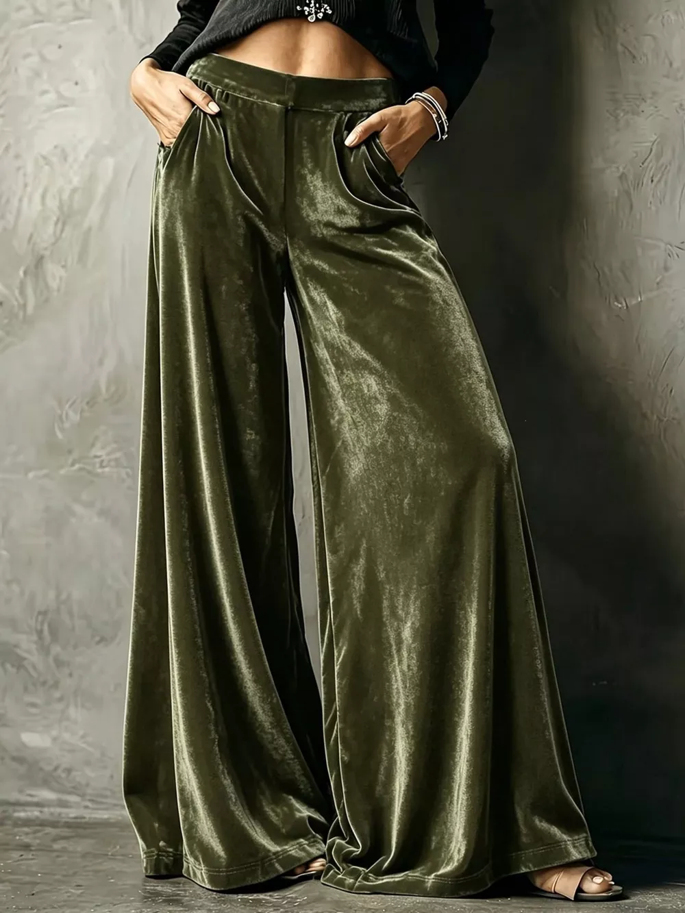Full Size High-Waisted Wide-Leg Velvet Pants Plus Size, image 9