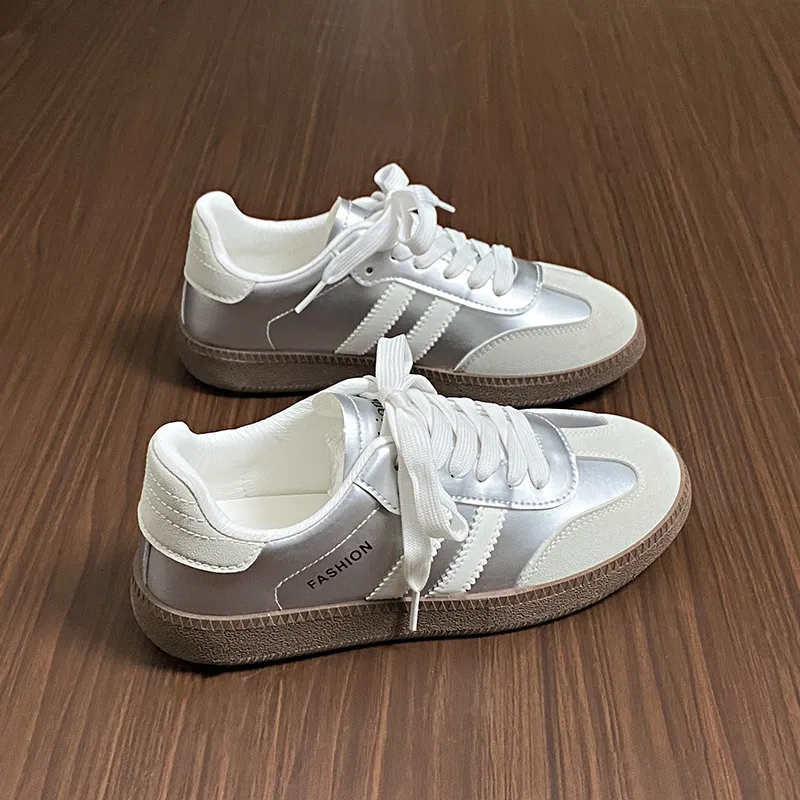 Side Striped Lace Up Round Toe Sneakers, image 6