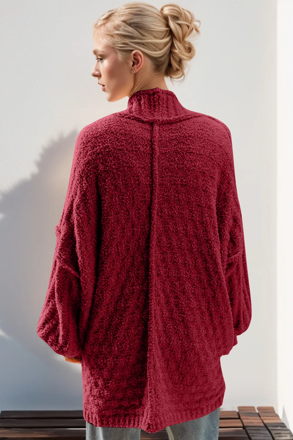 Full Size Open Front Long Sleeve Cardigan, image 5