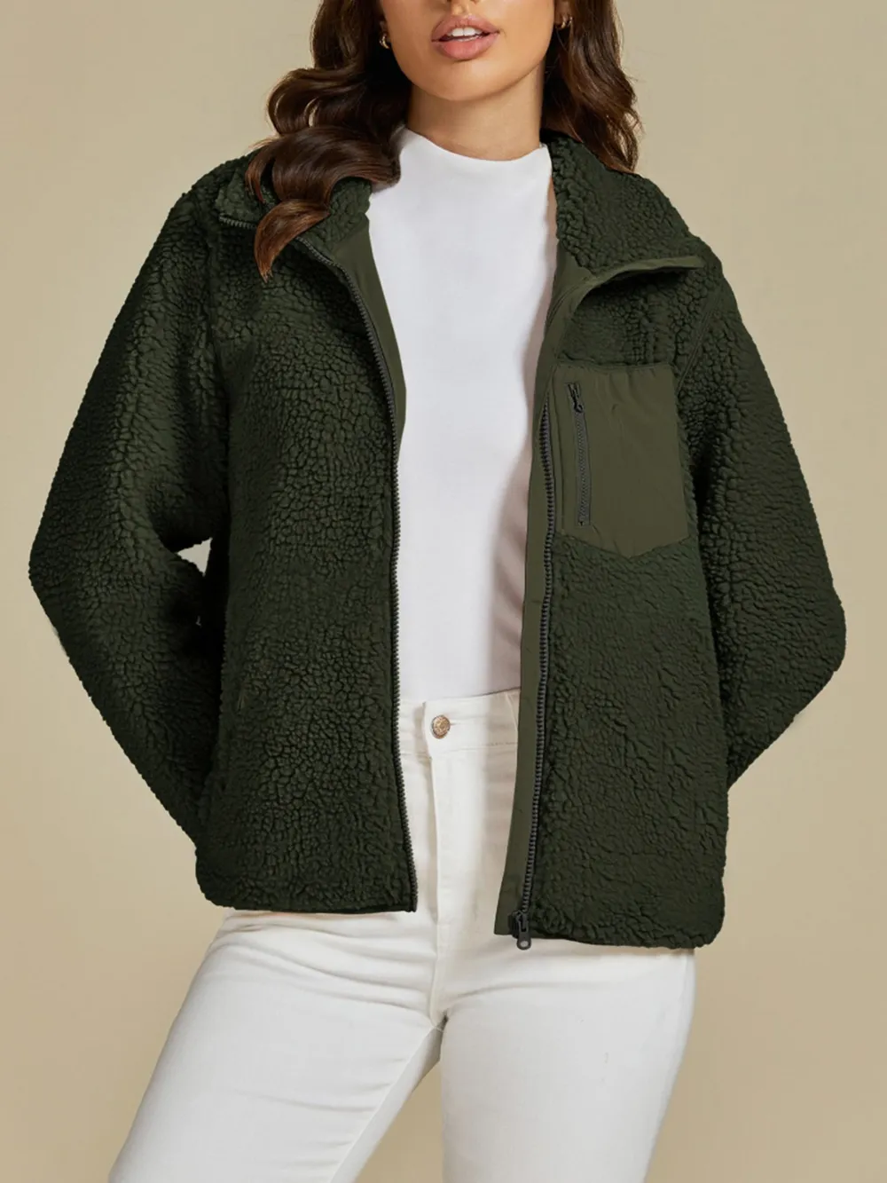 Zip Up Long Sleeve Plush Jacket, image 10