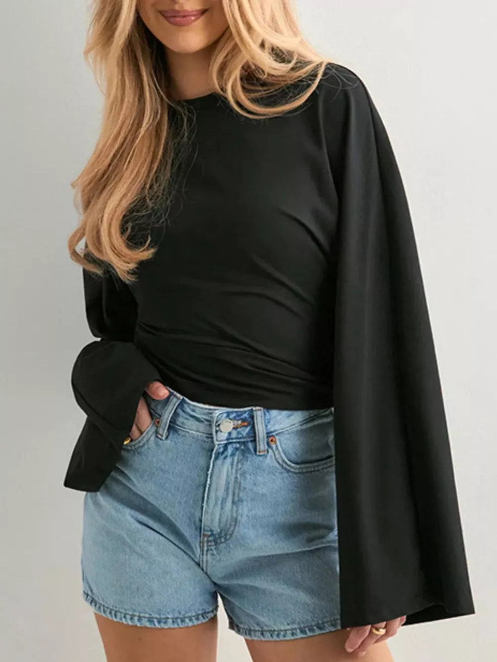 Full Size Long Sleeve Fitted T-Shirt Plus Size, image 3