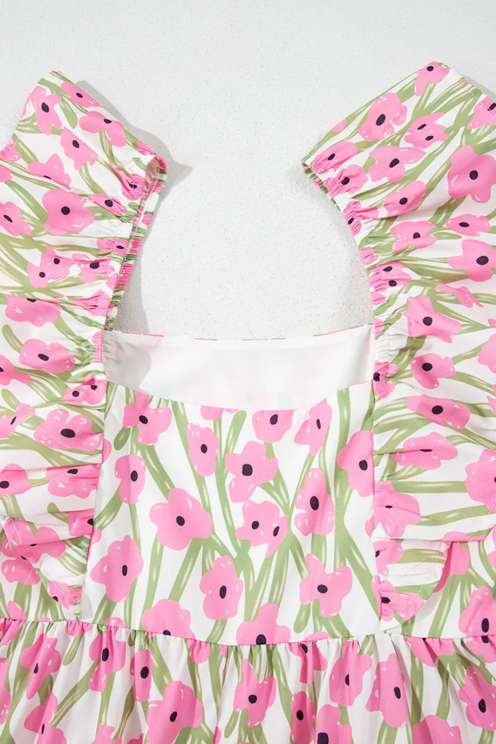 Floral Print Square Neck Ruffled Cap Sleeve Maxi Dress, image 4