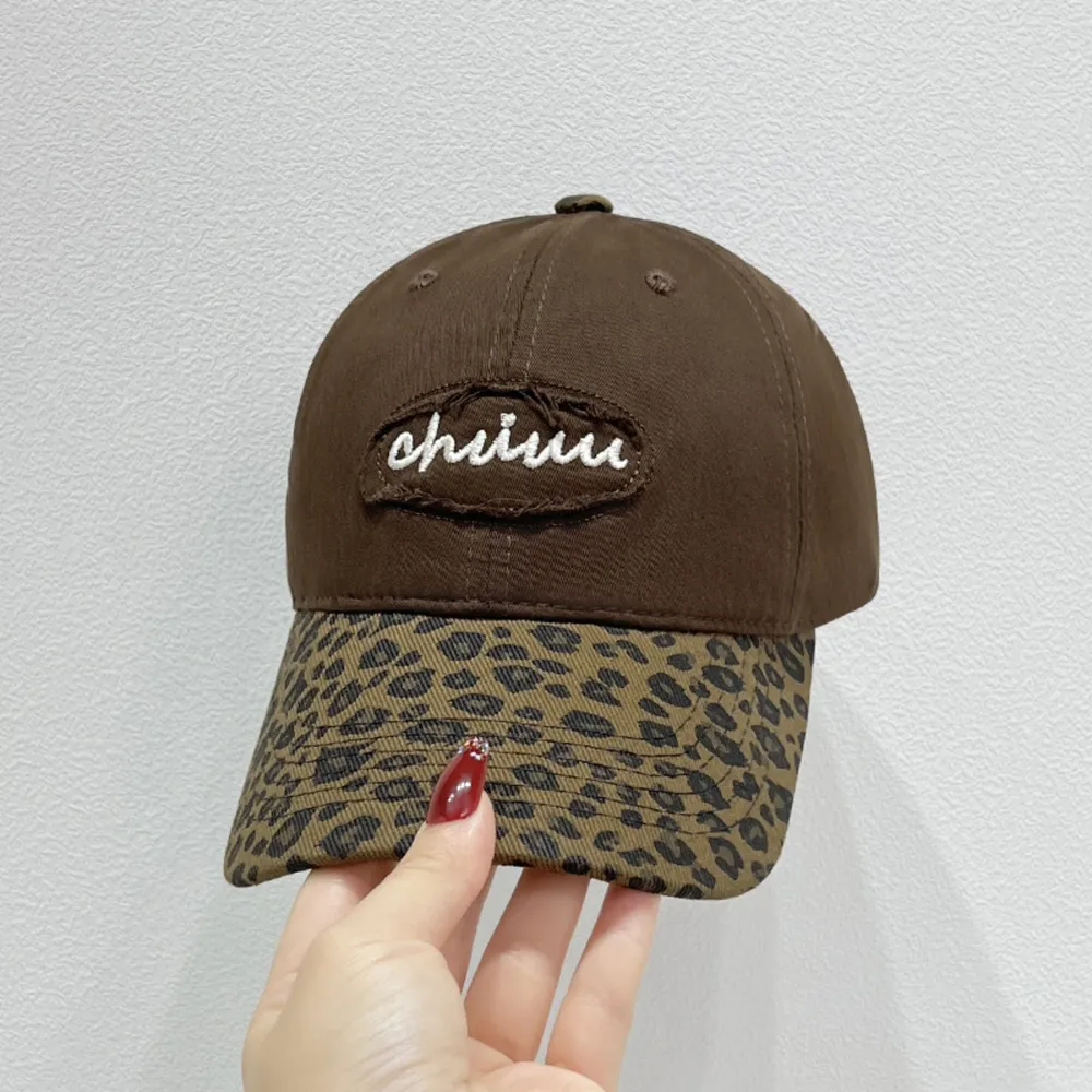 Leopard Print Baseball Cap with Embroidered Letter, image 6