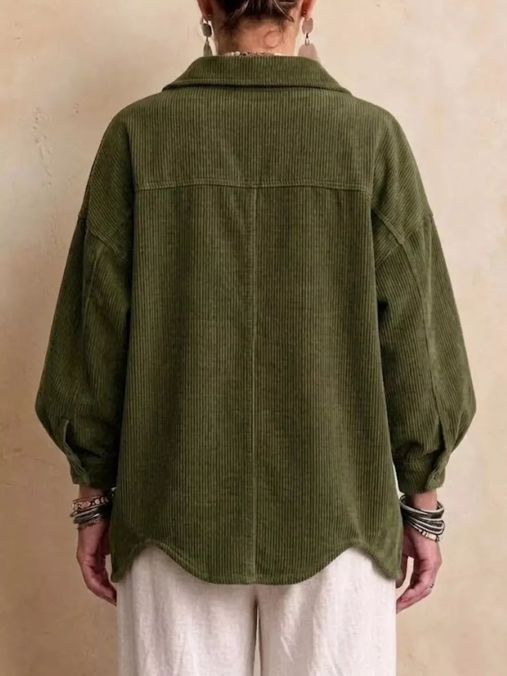 Full Size Corduroy Button-Down Jacket Plus Size, image 2