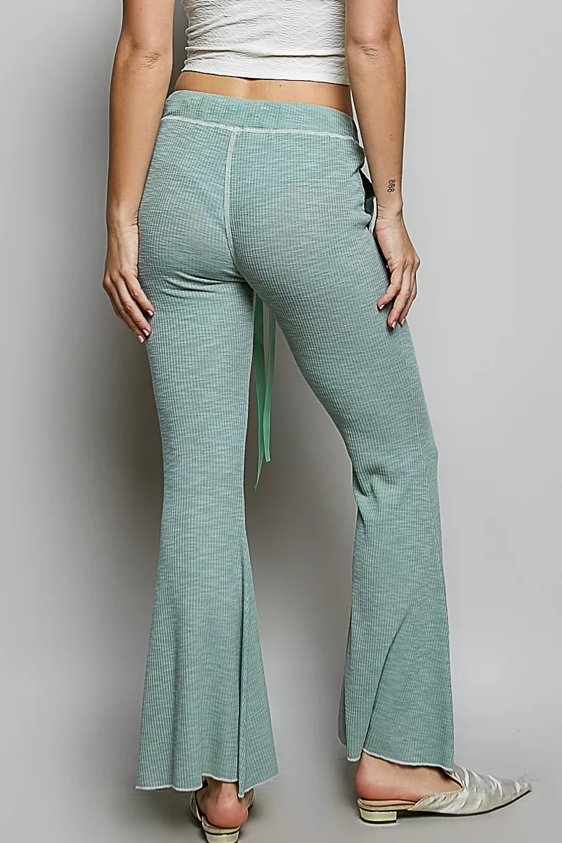 Drawstring Textured Ribbed Knit Pants, image 3