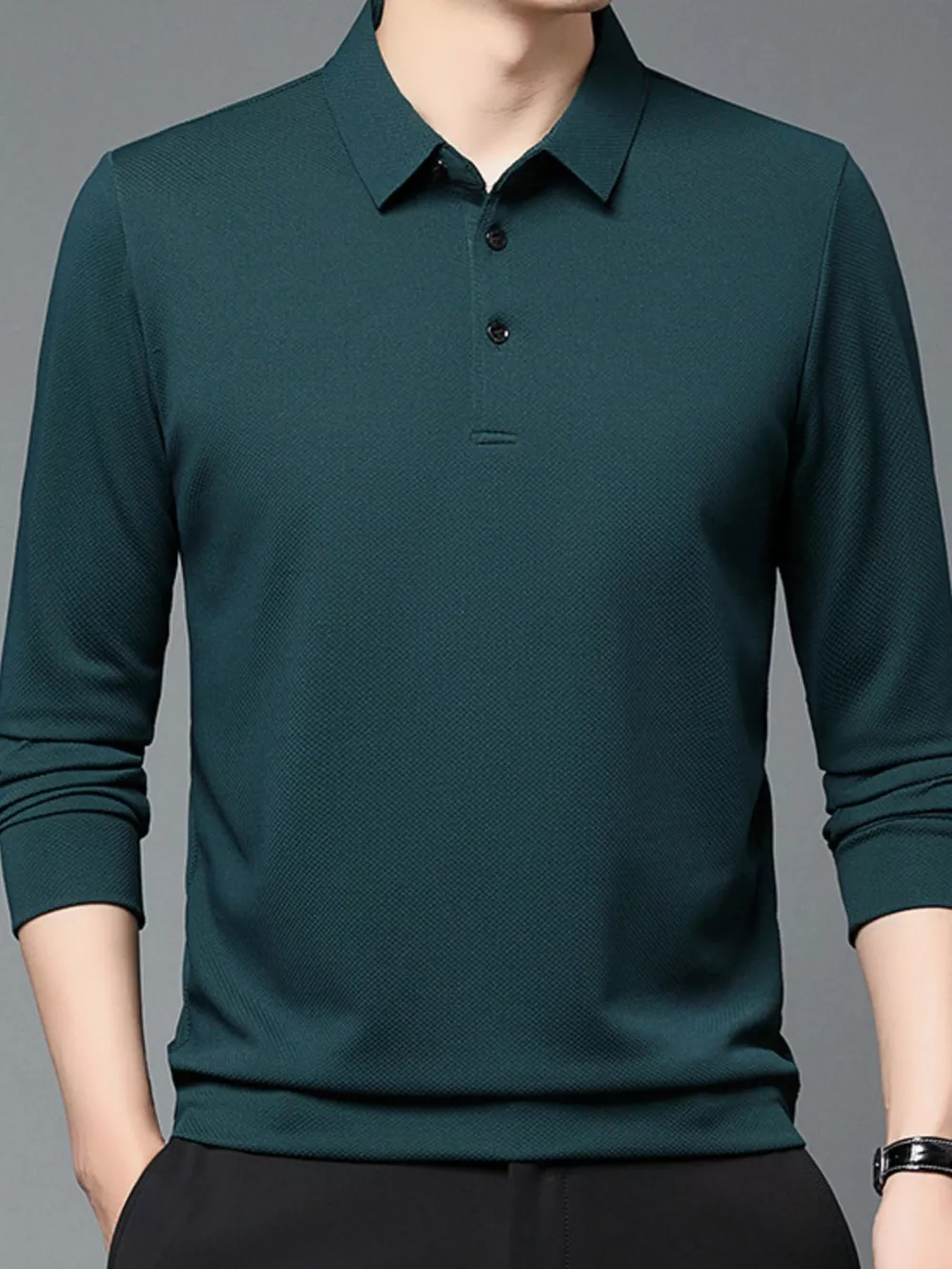 Men's Plus Size Classic Fit Long Sleeve Polo, image 6