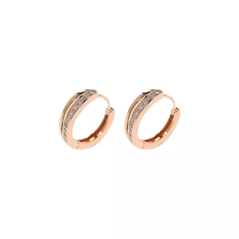 18K Rose Gold-Plated Zircon Hoop Earrings, image 4