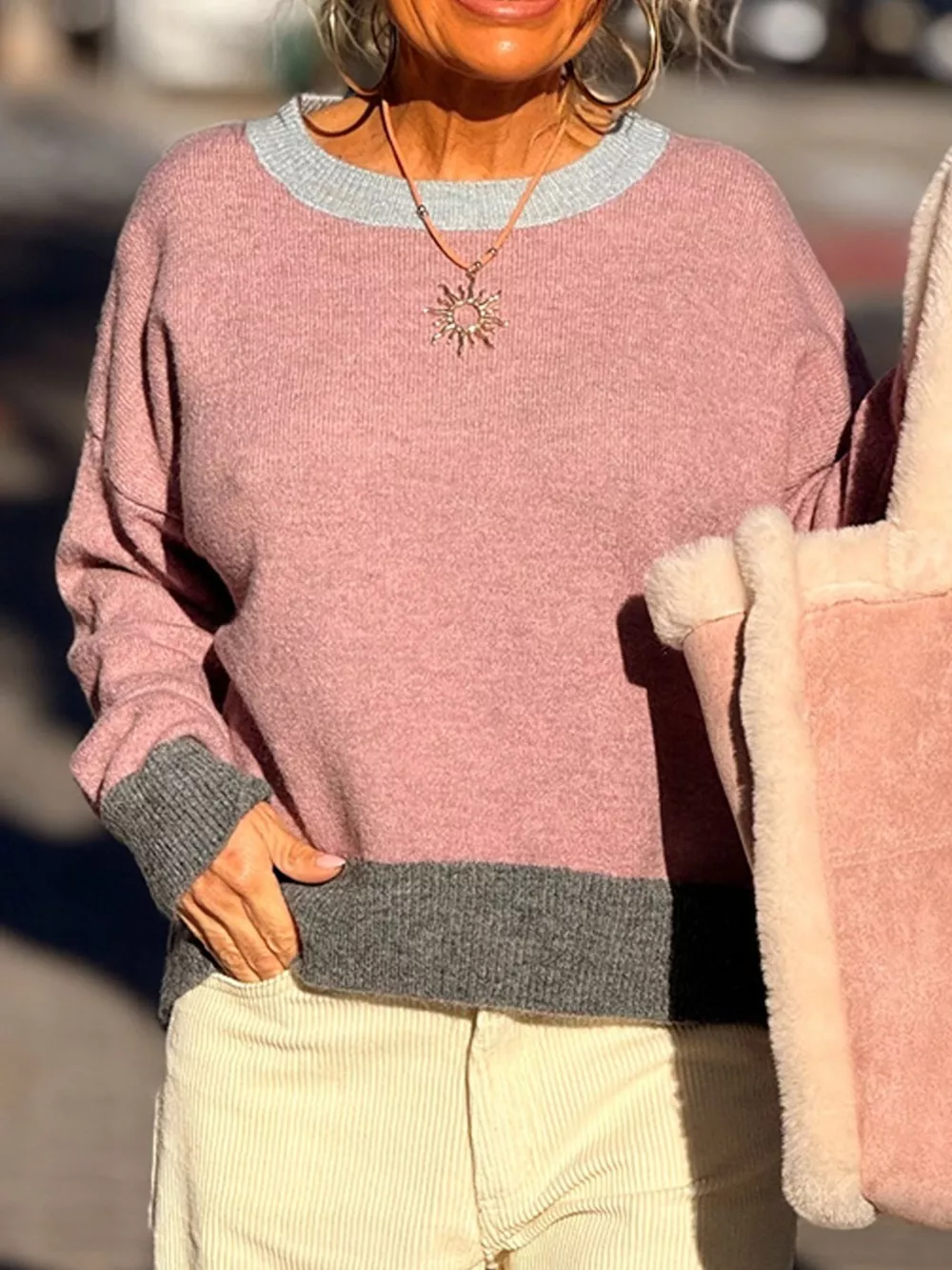 Contrast Trim Crew Neck Sweater, image 11