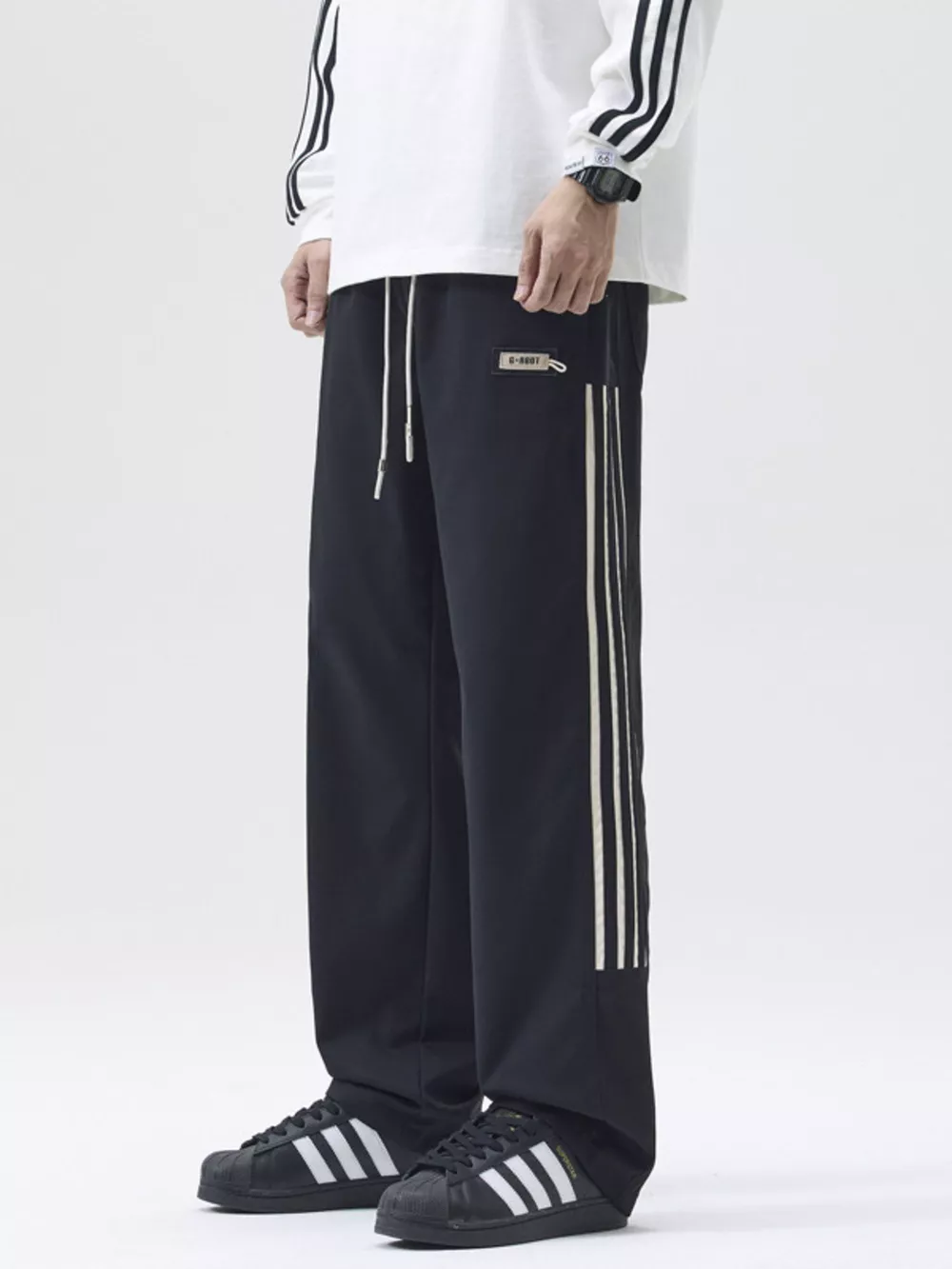 Men's Full Size Side Striped Wide Leg Casual Pants Plus Size, image 6