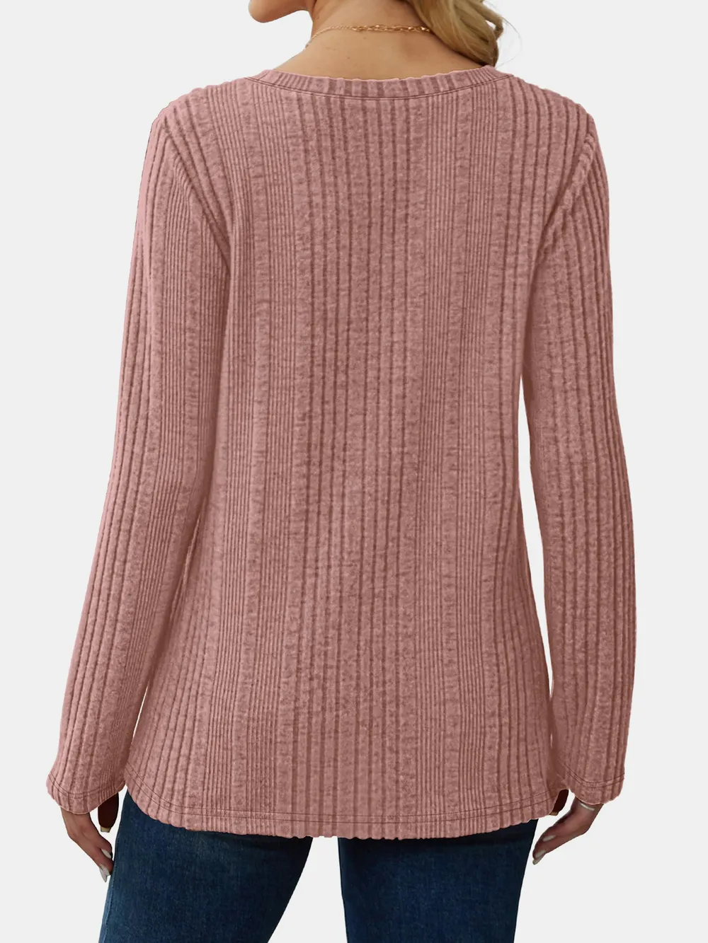 V-Neck Long Sleeve T-Shirt, image 18