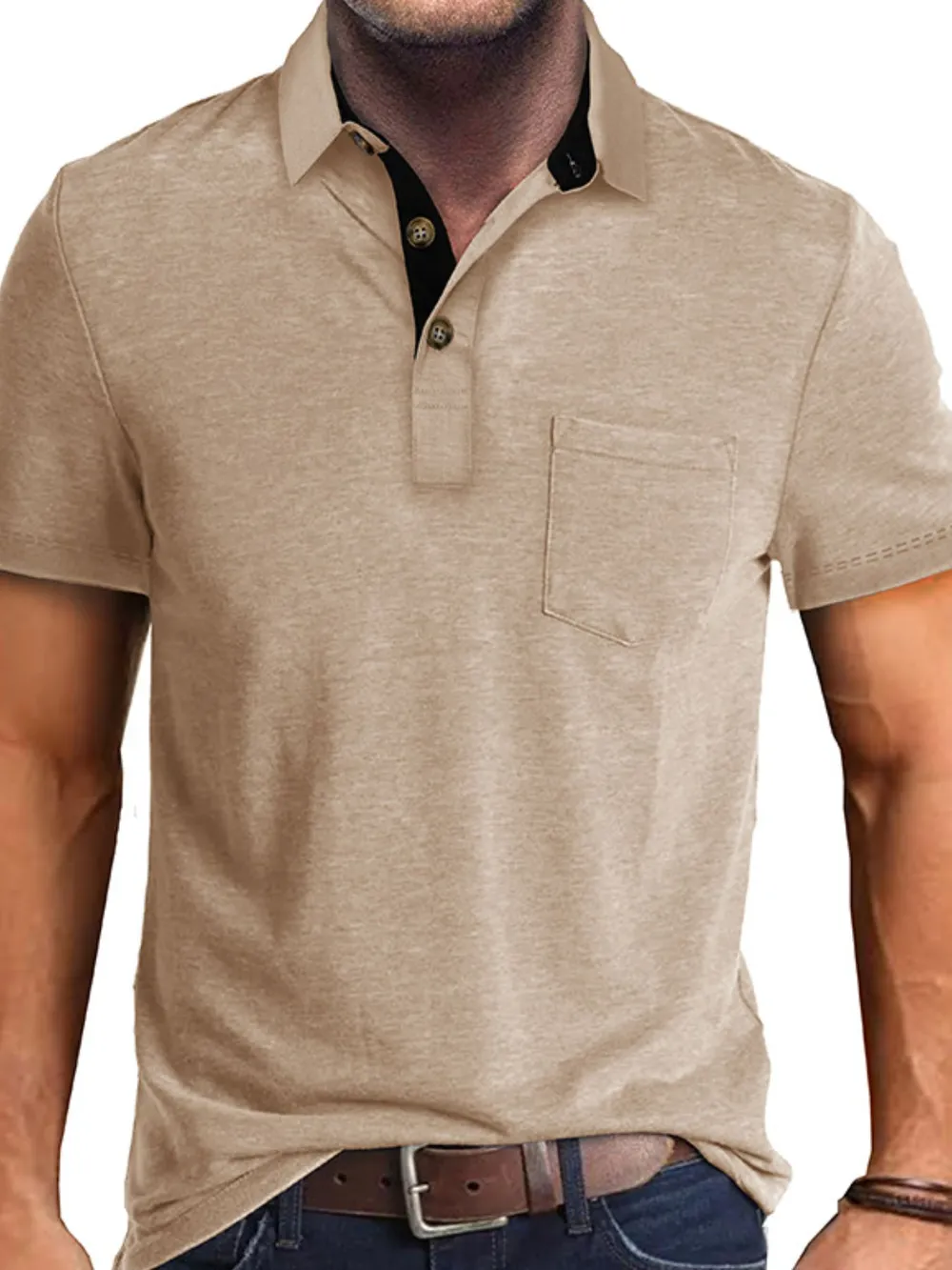 Men's Full Size Classic Heathered Pocket Polo Shirt Plus Size, image 9