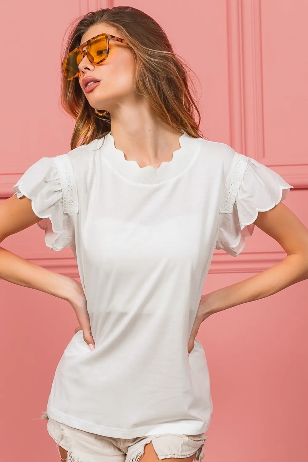 Scallop Edged Lace Trim Top, image 5
