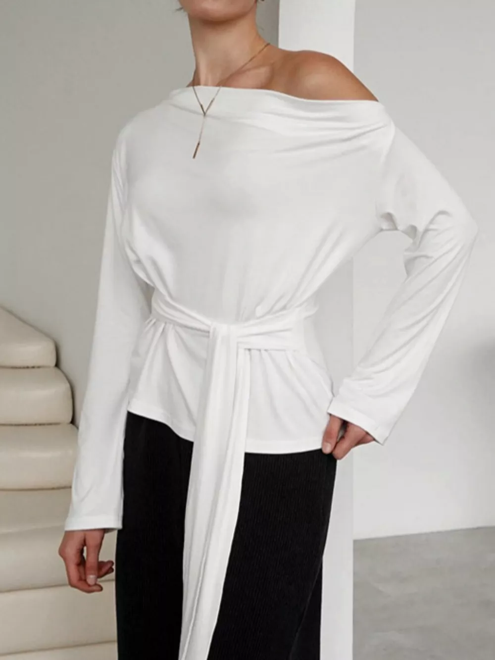 One Shoulder Long Sleeve Top, image 3