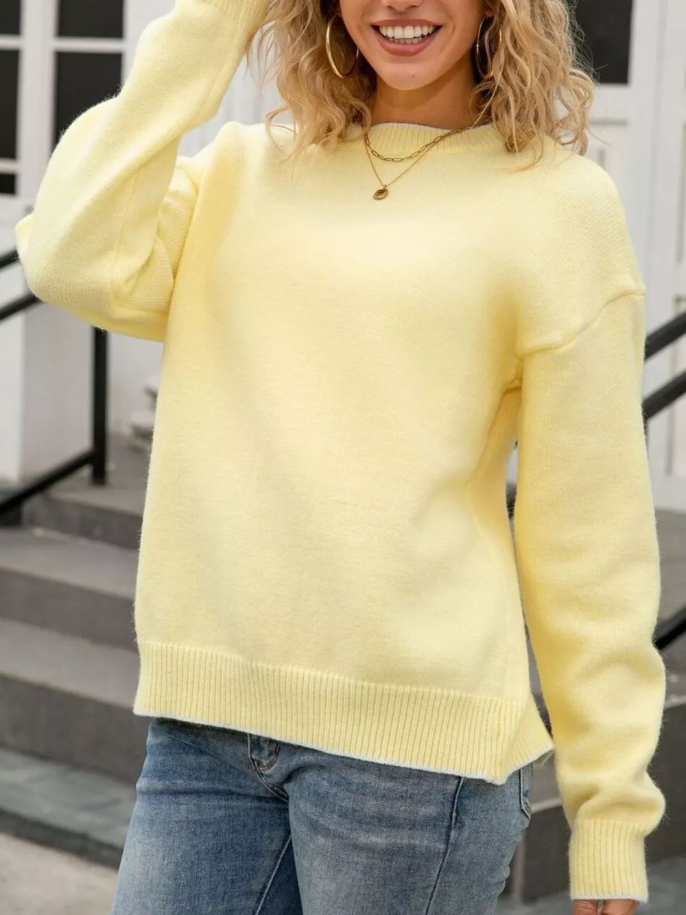 Bow-Back Round Neck Sweater, image 4
