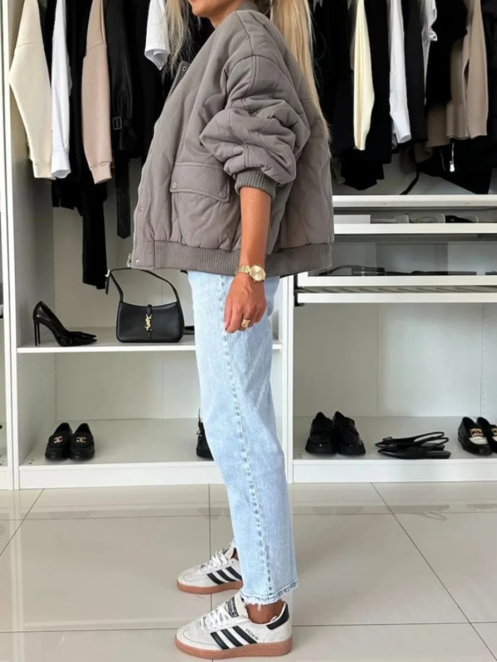 Baseball Collar Snap Down Long Sleeve Jacket, image 4