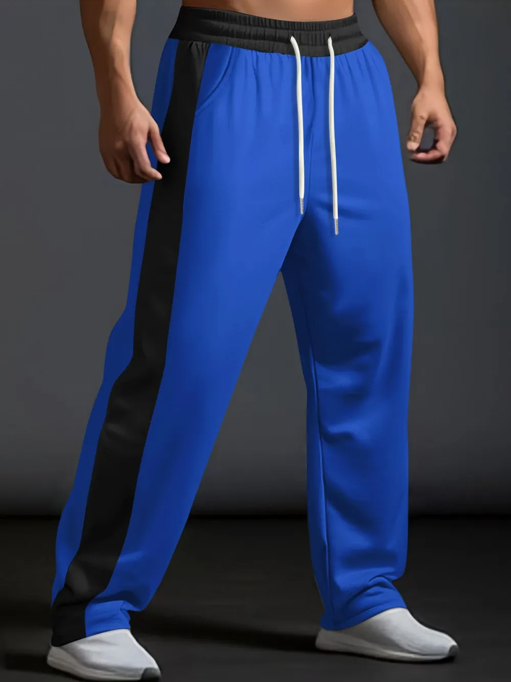 Men's Full Size Drawstring Contrast Wide Leg Pants Plus Size, image 6