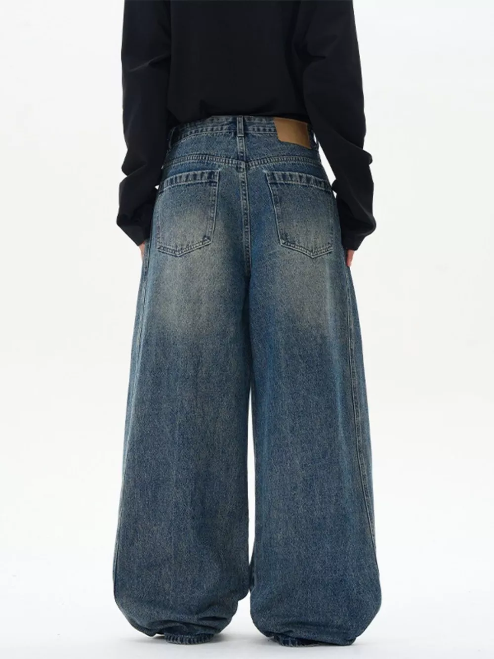 Men's Wide Leg Washed Jeans, image 4