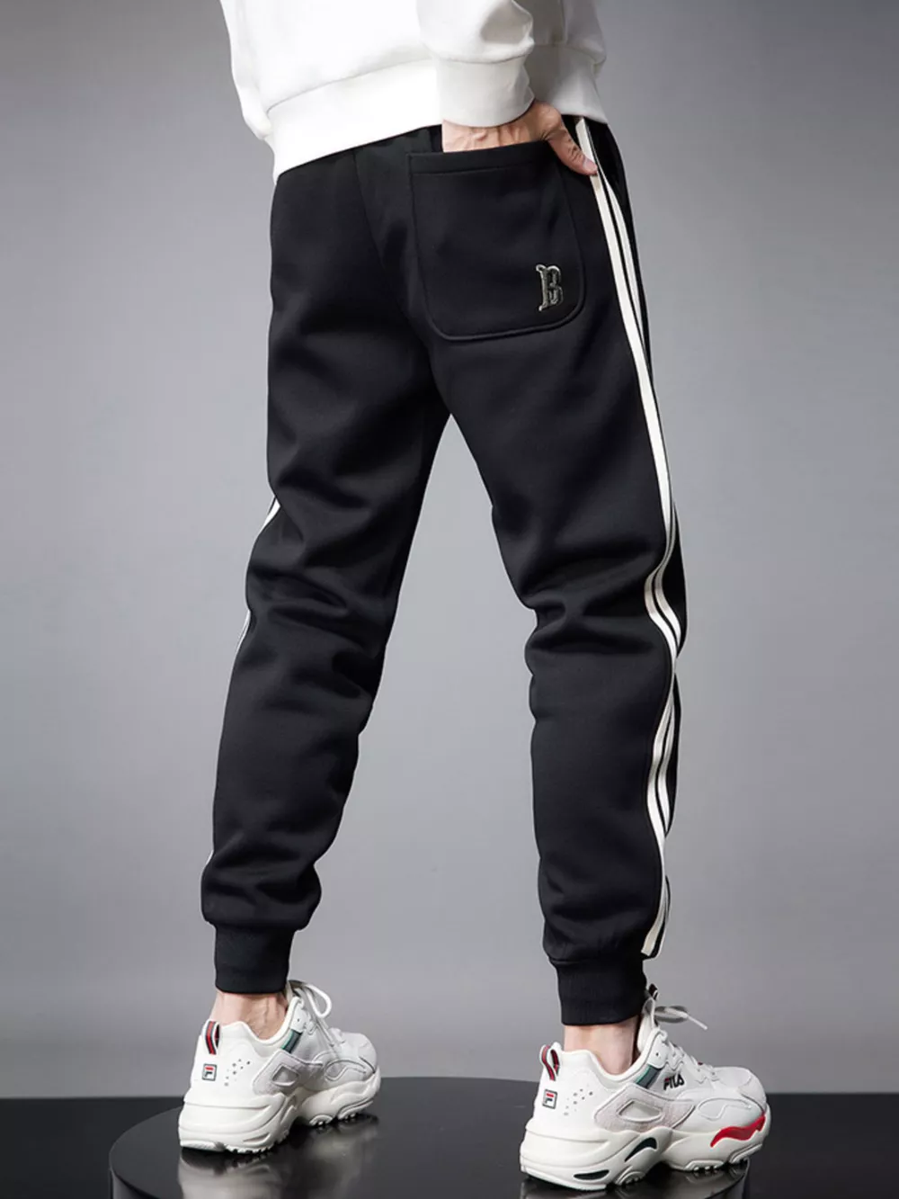 Men's Casual Striped Joggers, image 6