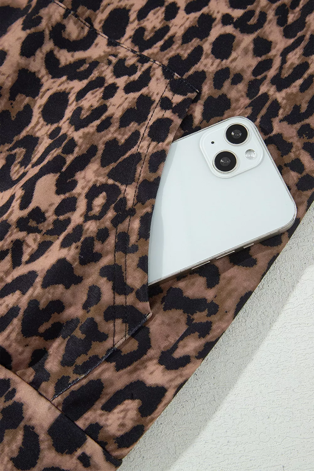 Leopard Print Contrast Striped Detail Long Sleeve Top Pant Set, image 9