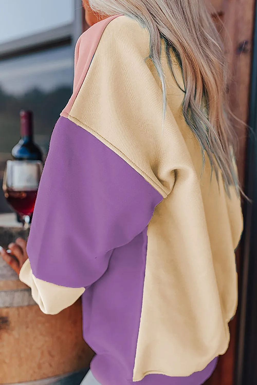 Contrast Round Neck Long Sleeve Sweatshirt, image 3