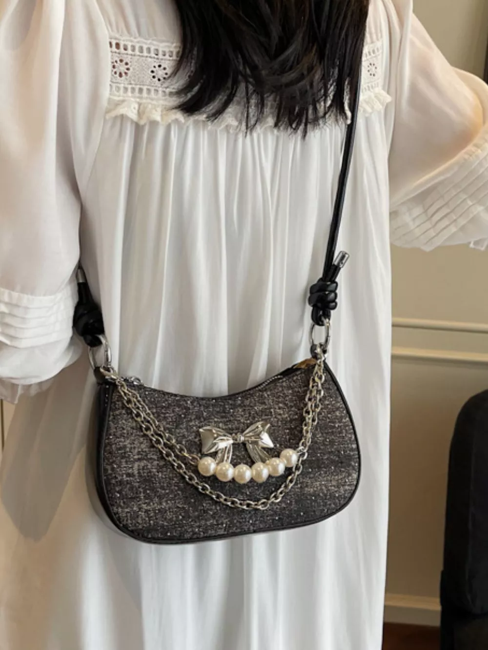 Bow Decor Chain Crossbody Bag, image 5