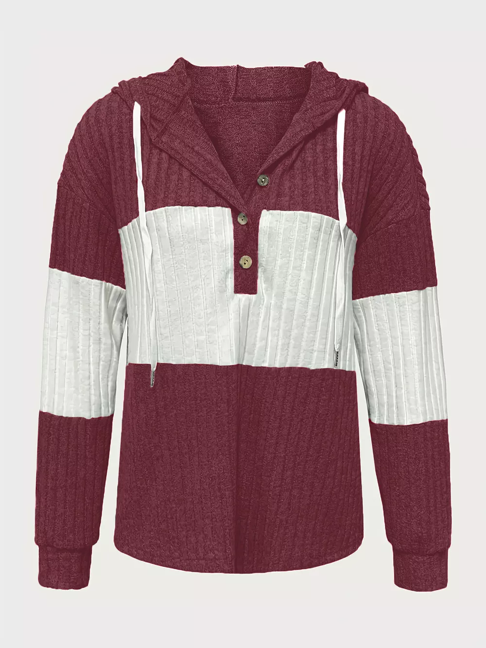 Color Block Drawstring Long Sleeve Hoodie, image 4