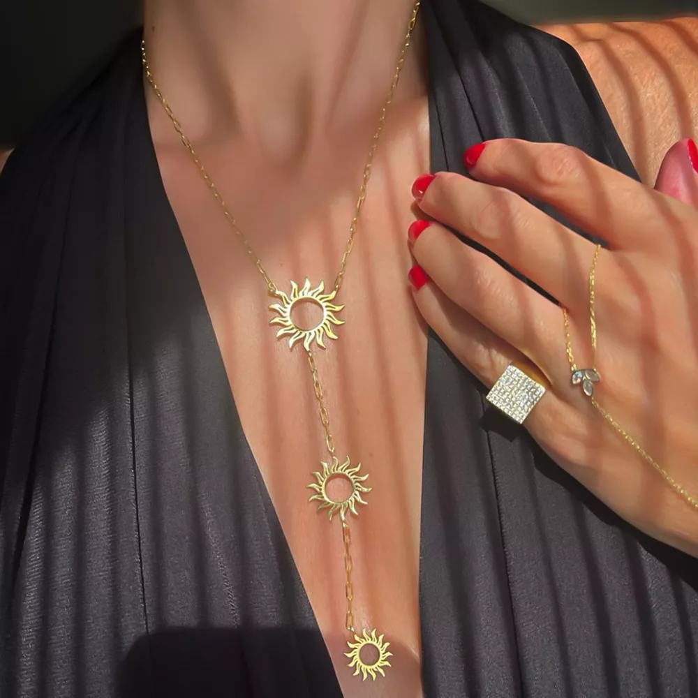 18K Gold-Plated Sun Pendant Necklace, image 4