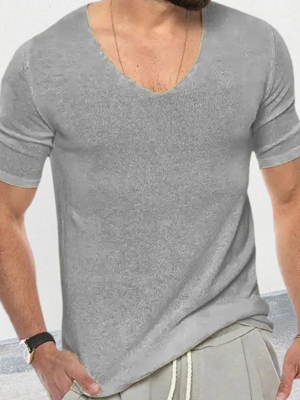 Men's V-Neck Short Sleeve T-Shirt, image 2