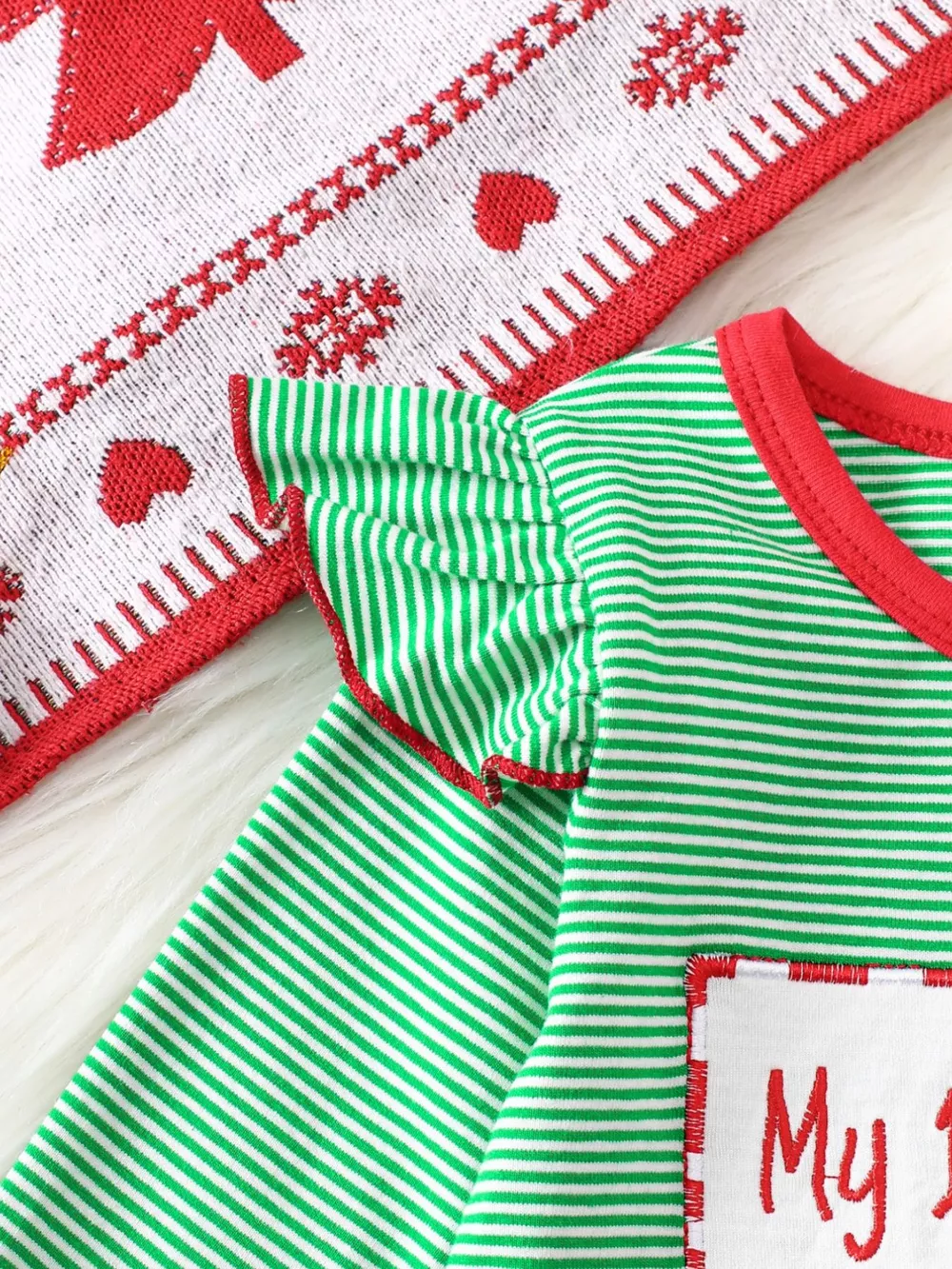 Children's Christmas-Themed Striped Snapped Legs Jumpsuit, image 16