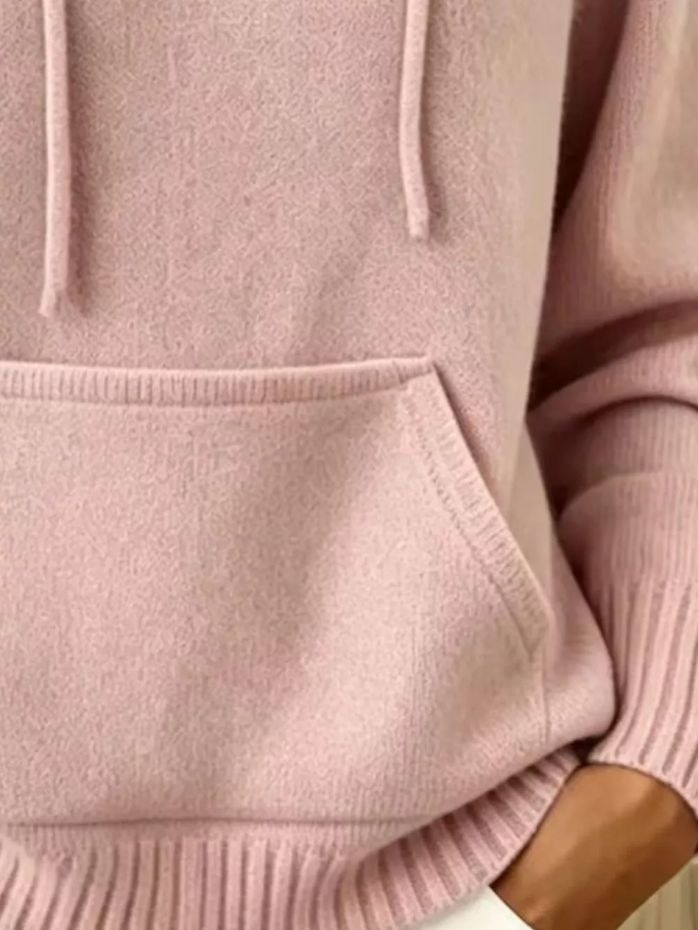 Full Size Drawstring Kangaroo Pocket Hooded Sweater Plus Size, image 12