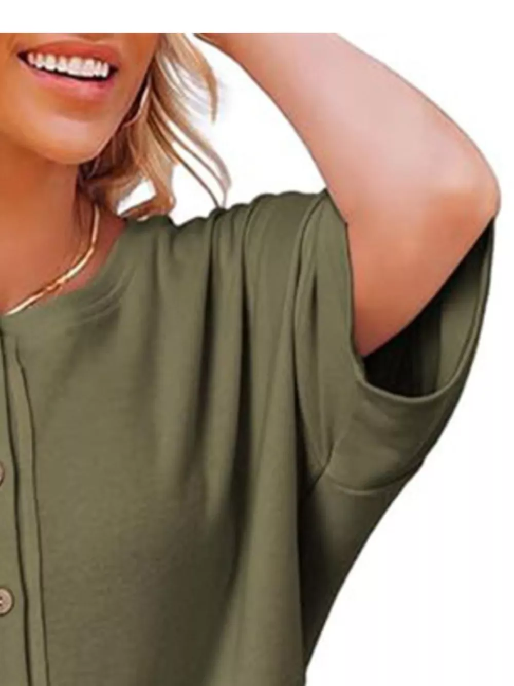 Button Detail Texture Knit T-Shirt, image 15