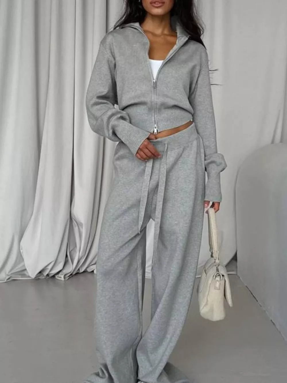 Zip-Up Outerwear and Drawstring Pants Set, image 7