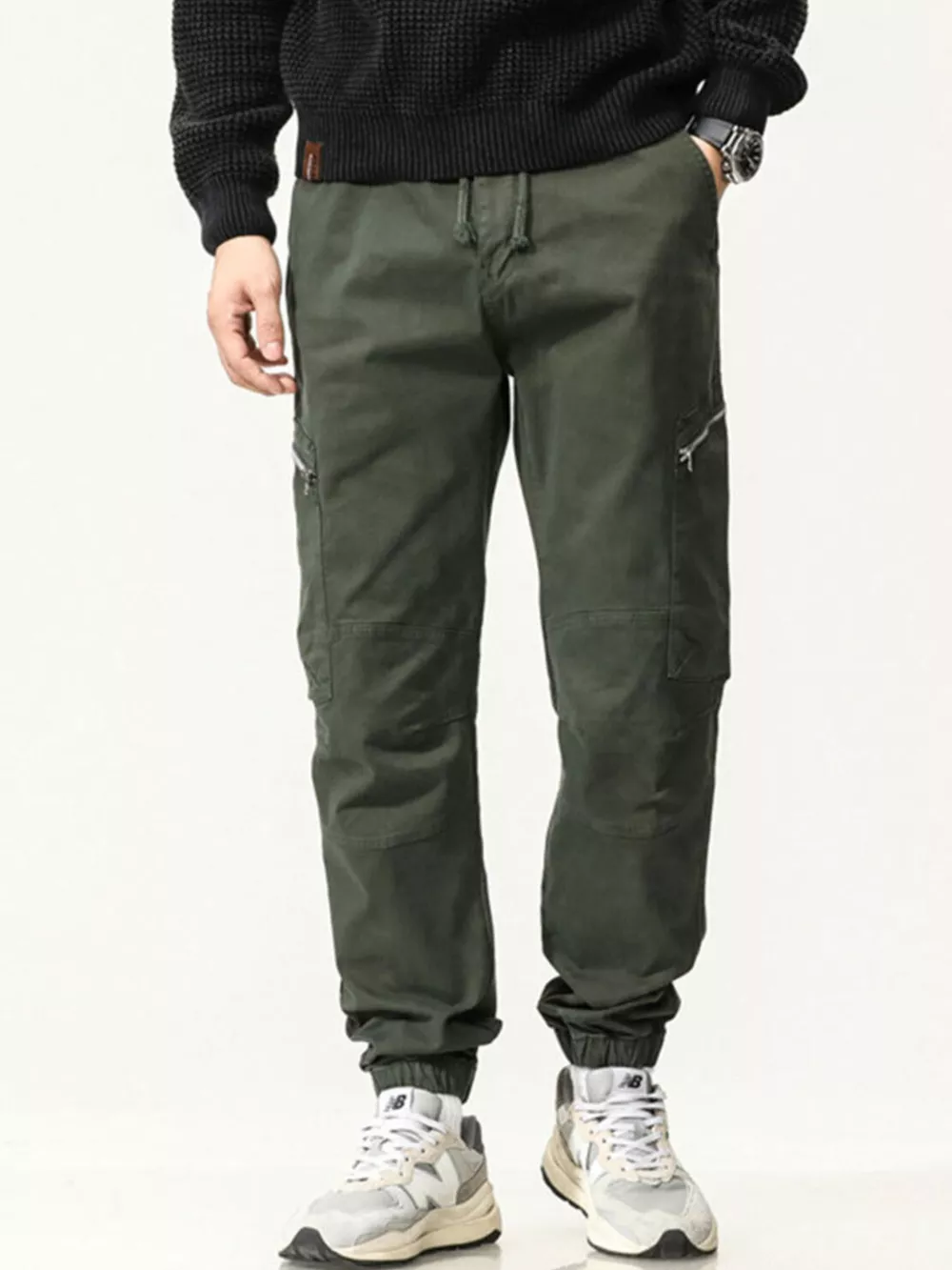 Men's Full Size Casual Cargo Pants with Zipper Pocket Plus Size