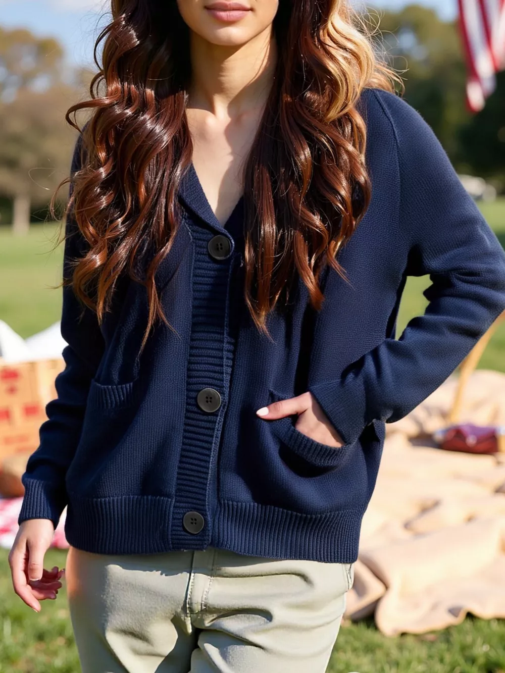 US Flag Button Up Cardigan, image 5