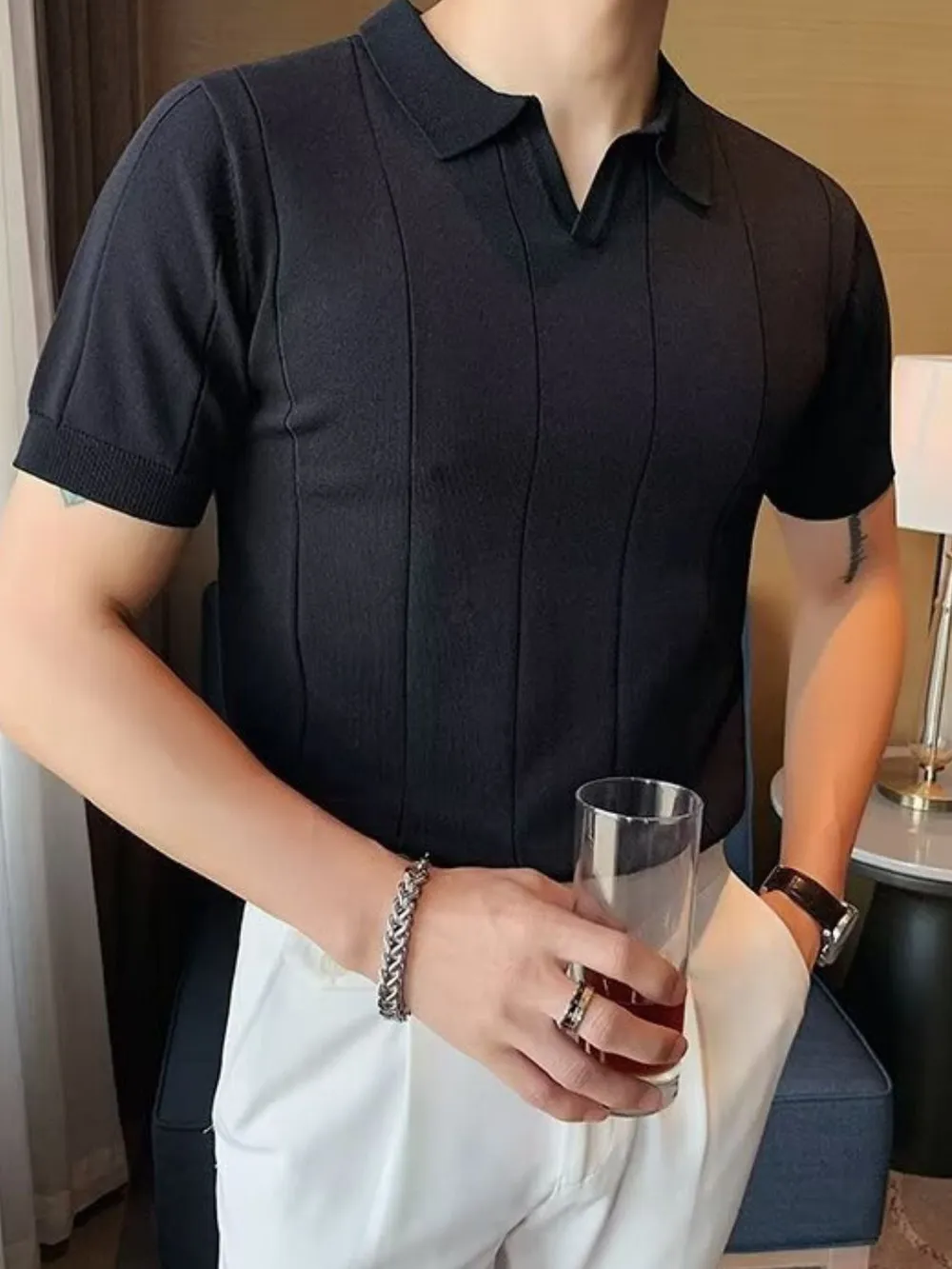 Men's Plus Size Collared Neck Short Sleeve Polo, image 7
