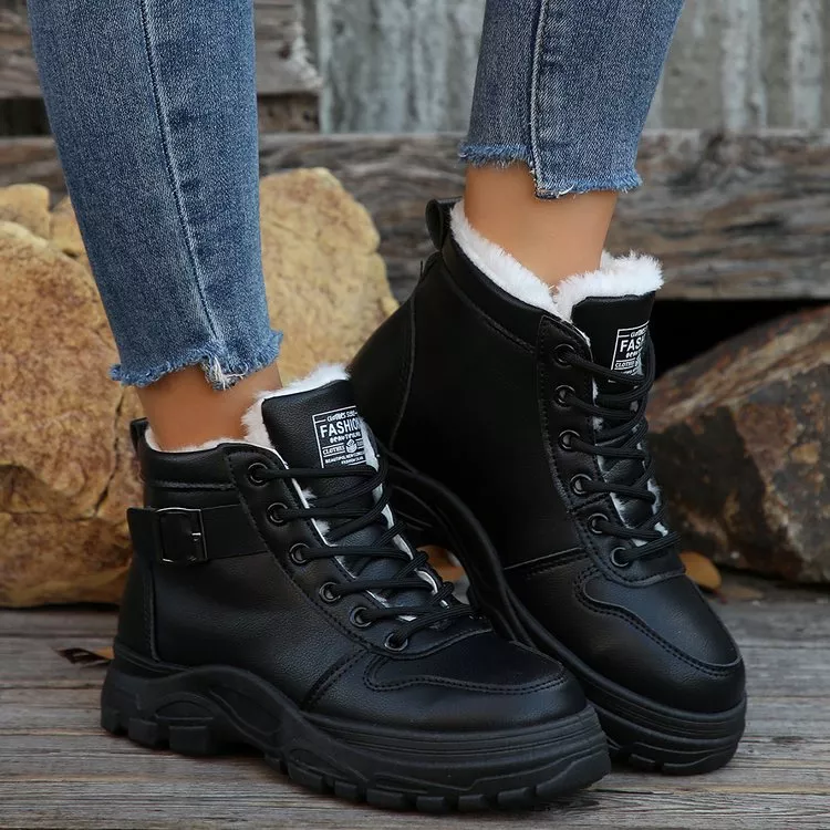 Warm Lined Ankle Boots with Buckle Detail, image 4