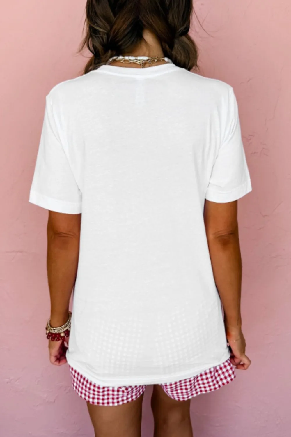 Letter Graphic Round Neck Short Sleeve T-Shirt, image 2