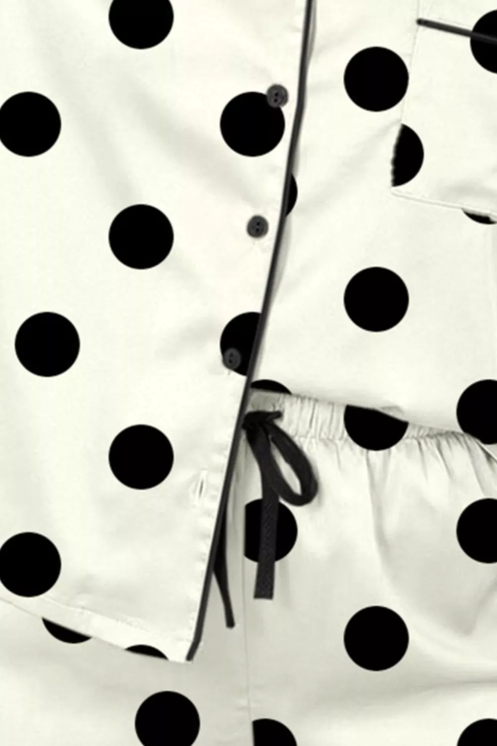 Polka Dot Button Up Top and Shorts Lounge Set, image 3