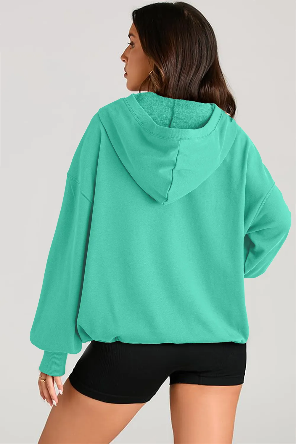 Pocketed Half Zip Long Sleeve Hoodie, image 5