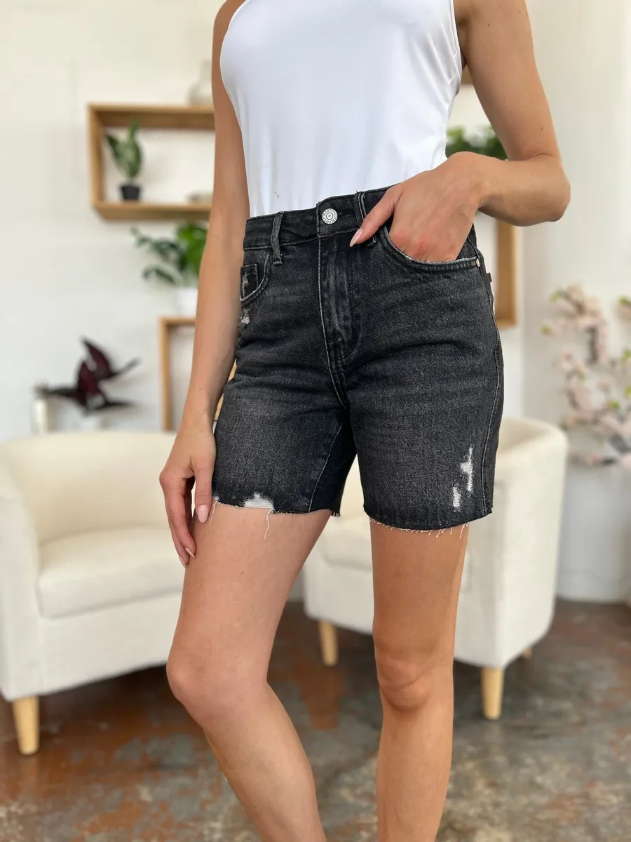 Full Size High Waist Rigid Magic Denim Shorts, image 3