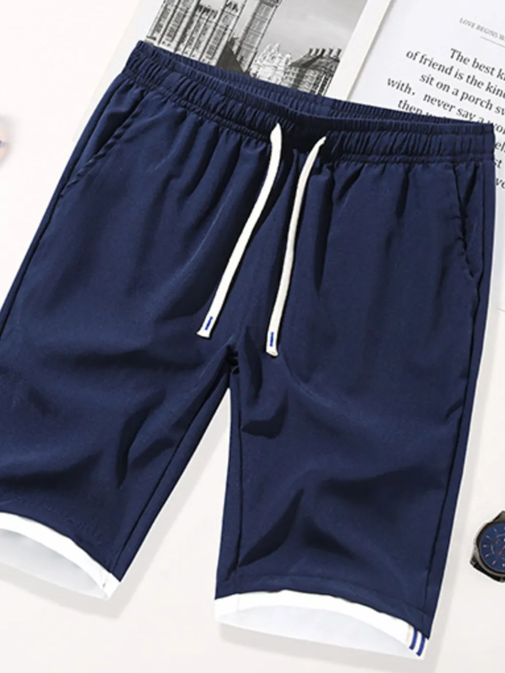 Men's Plus Size Drawstring Shorts with Pockets, image 4